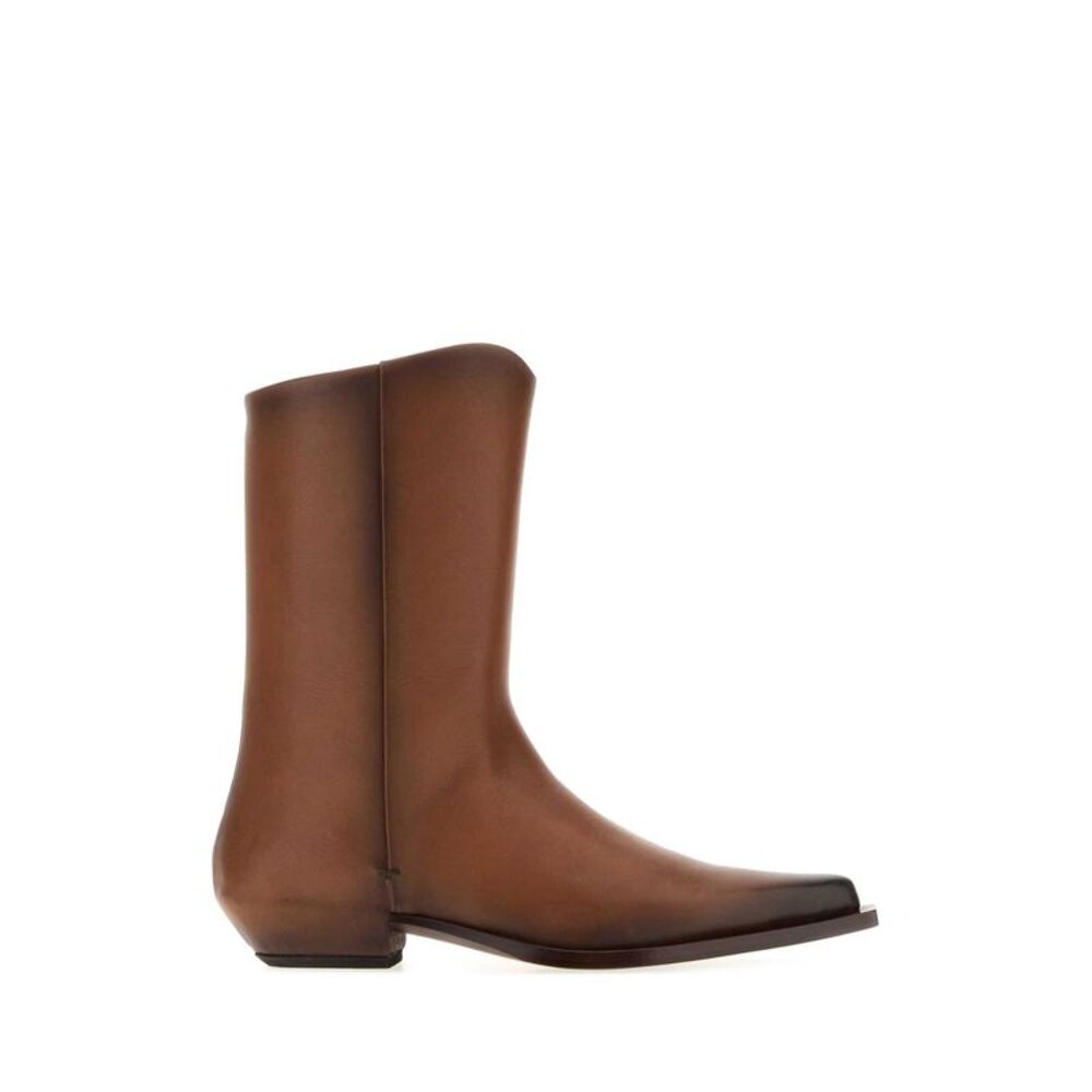 Calvin Klein Collection Women Brown Leather Cheer Boots